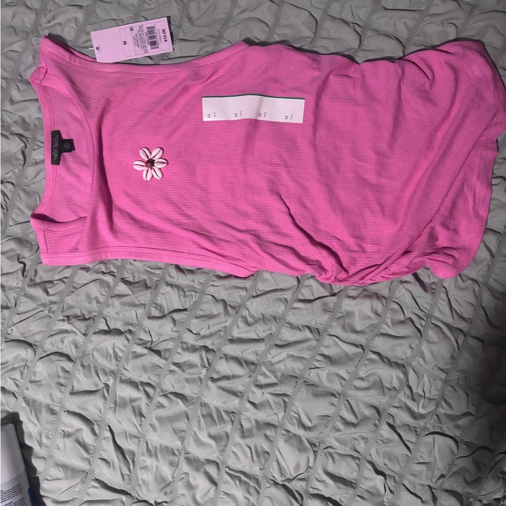Wild Fable Pink Tank Top with Floral Accent